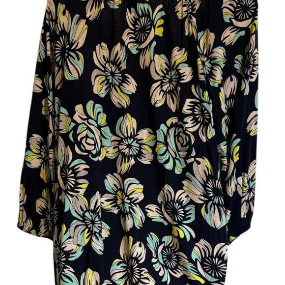 Ann Taylor Navy Floral Print Spring/Summer Top XLARGE      #4 - Picture 6 of 8
